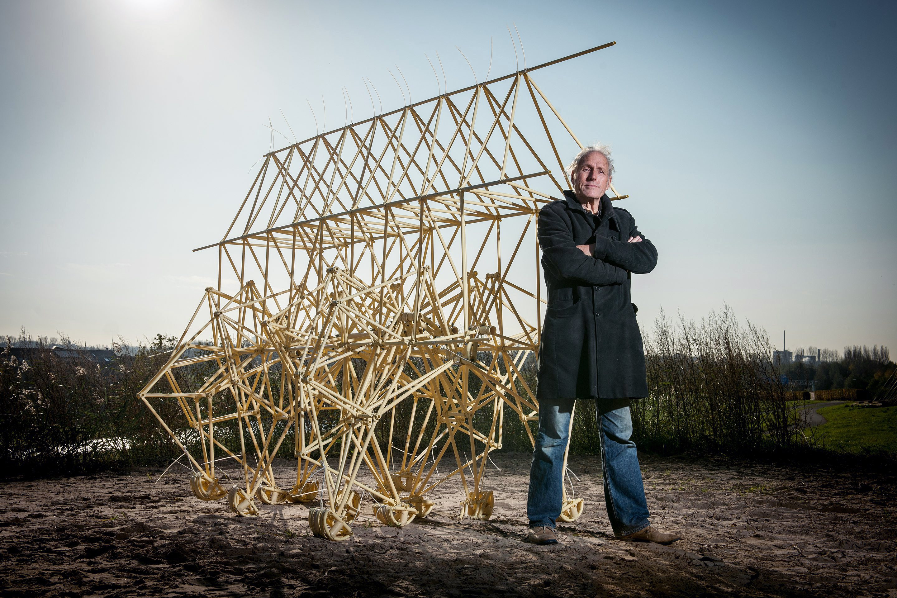 Theo Jansen with one of his Strandbeests